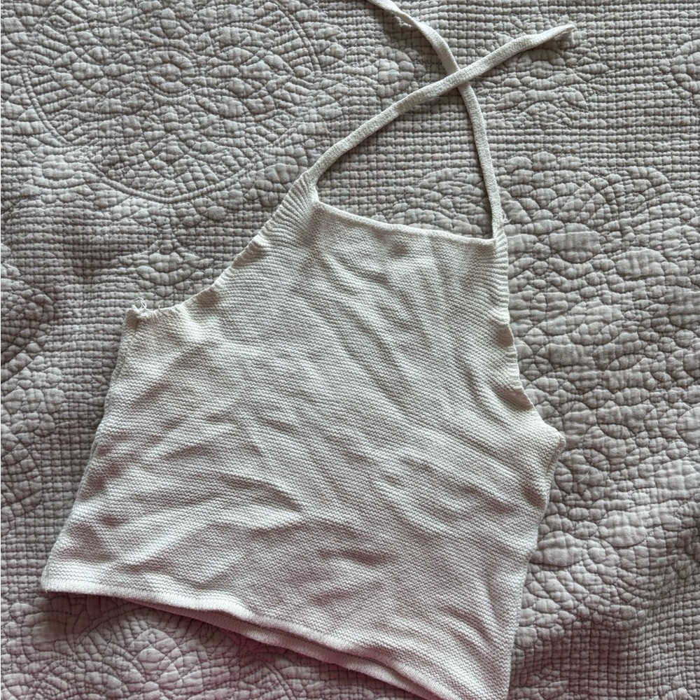 Brandy Melville White Knit Halter Top